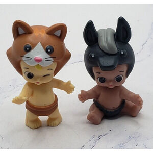 TWOZIES Baby Figures Dressed As Animals Moose Toys Lot Of 2 Cat And Donkey 2”